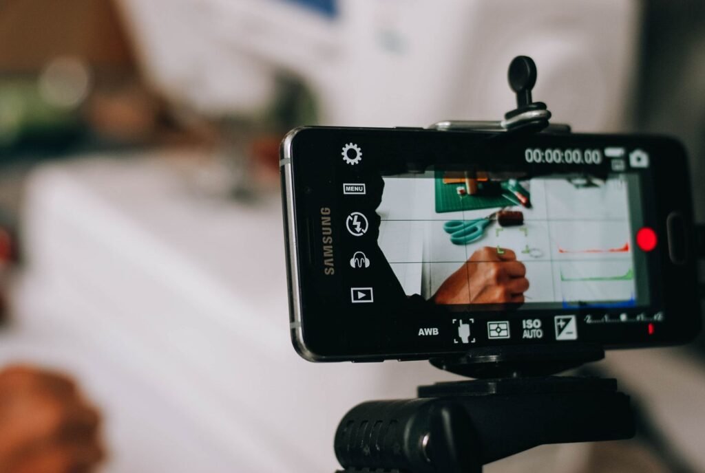 Smartphone on a tripod filming a dental practice marketing video